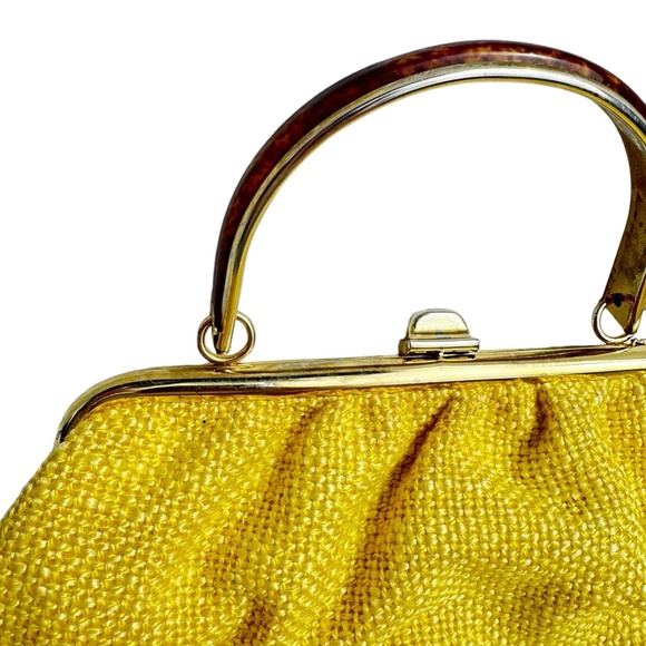 JR vintage 70s handbag • yellow burlap - Picture 2 of 6